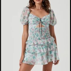 Floral Puff Sleeve Mini Dress